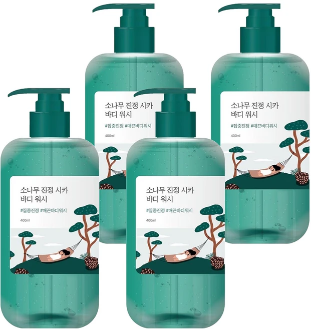 라운드랩 소나무 진정 시카 바디 워시, 400ml, 4개 - 쿠팡