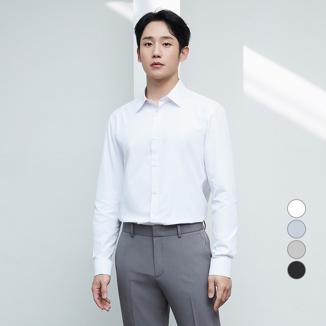 마인드브릿지 남성용 이지케어 스판 솔리드 드레스 셔츠 레귤러 MADS01C0