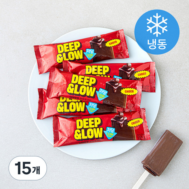 딥앤로우 저당 쫀득초코바 (냉동), 15개, 1개입, 70ml