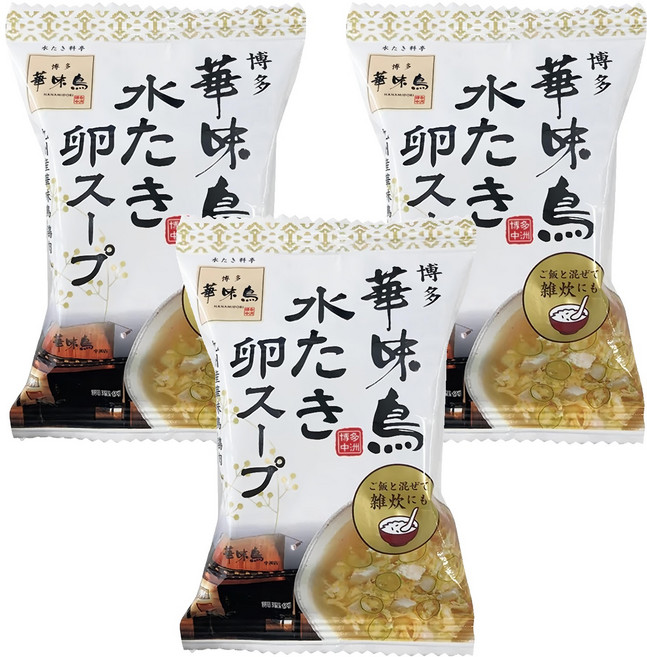 博多華味鳥 沖泡即食雞肉風味蛋花湯, 3個, 6.1g