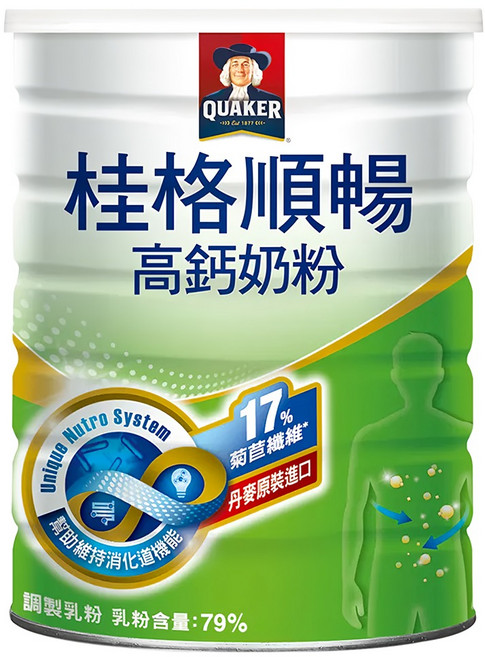QUAKER 桂格 高鈣順暢奶粉, 750g, 1罐