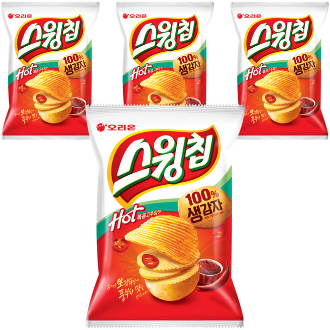 오리온 스윙칩 볶음고추장맛, 110g, 4개