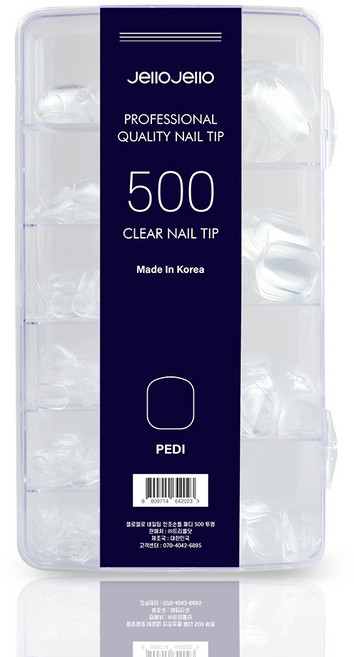 젤로젤로 인조 패디 팁 500p 세트, 1개, 패디 투명