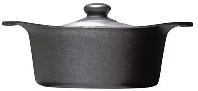 SORI YANAGI 柳宗理 南部鐵器雙耳深鍋 附SS蓋, 22cm, 黑色, 1組
