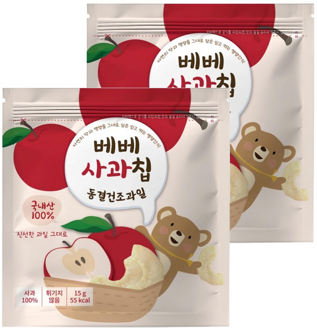BEBE 貝兒 冷凍乾燥水果 蘋果, 2包, 15g