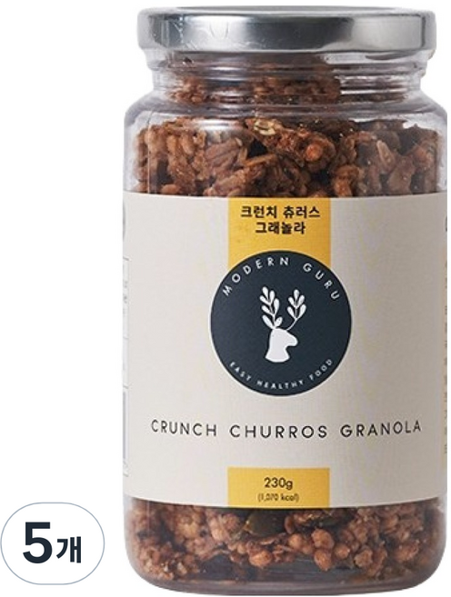 모던구루 크런치 츄러스 수제 그래놀라, 230g, 5개