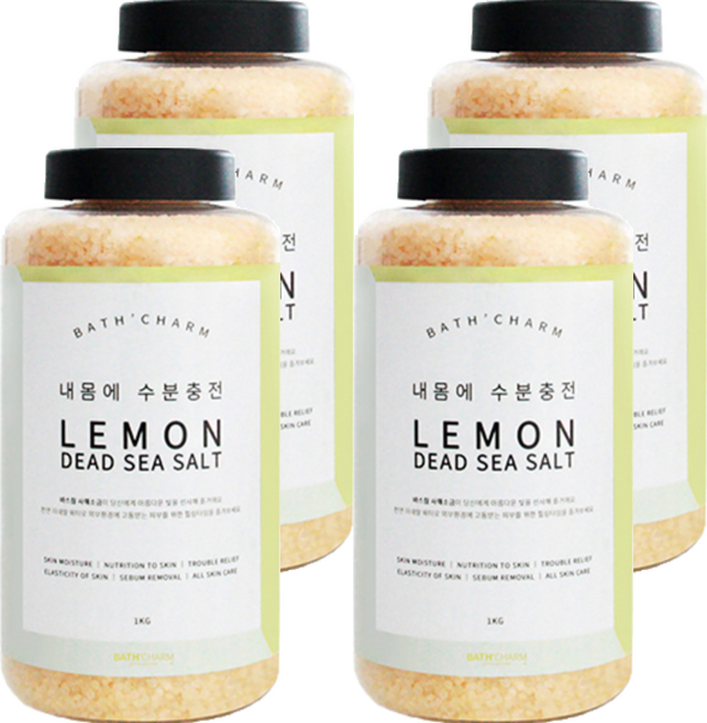 바스참 사해소금 레몬 용기형, 1kg, 4개