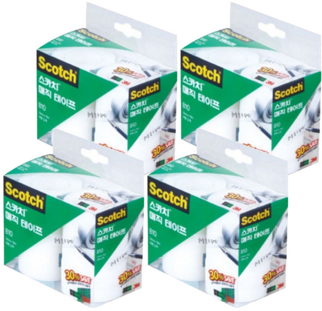 스카치 매직테이프 세이빙팩 810R-12 12mm x 18m 12p, 4개