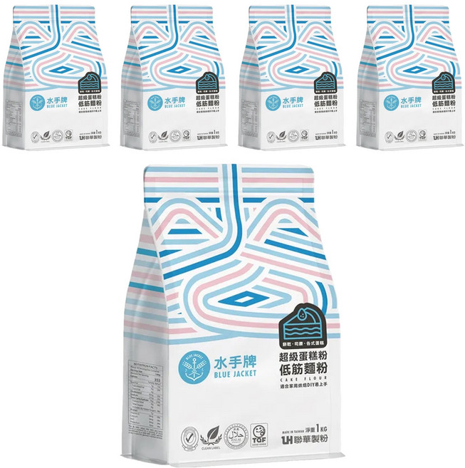 聯華製粉 BLUE JACKET 水手牌 超級蛋糕粉 低筋麵粉, 1kg, 5袋