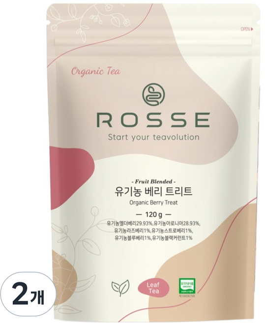 ROSSE 有機莓果特調補充包, 2個, 1入, 120g, 120g