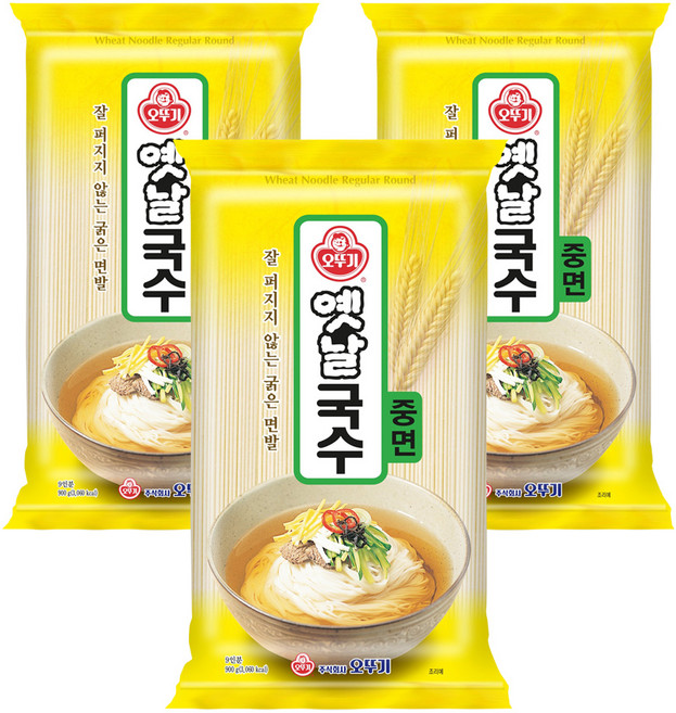 오뚜기옛날 국수 중면, 900g, 3개