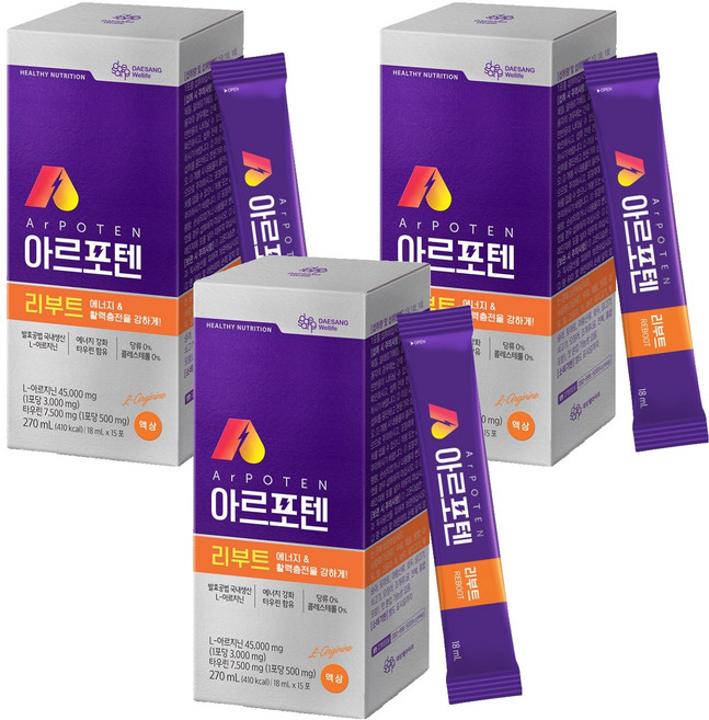 대상웰라이프 정품 아르포텐아르지닌 리부트, 270ml, 3개