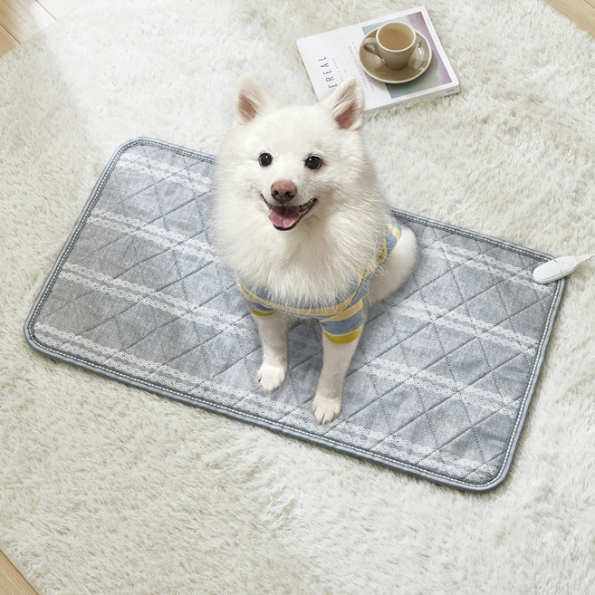 눕자 반려동물 카본 탄소 전기방석, 그레이, 1개, 특대형(50 x 90 cm)