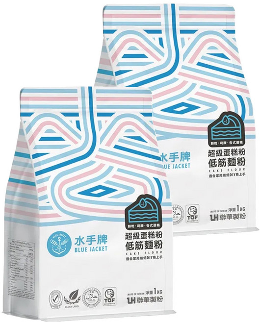 聯華製粉 BLUE JACKET 水手牌 超級蛋糕粉 低筋麵粉, 1kg, 2袋