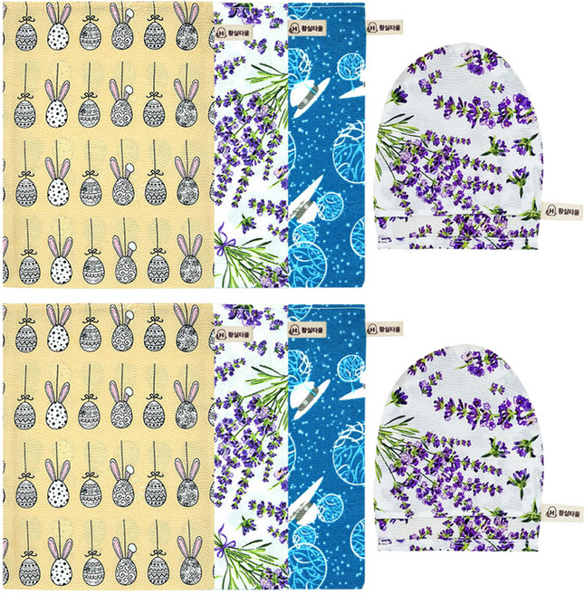 황실 사각 3종 + 라벤더 세안타올 세트, 혼합색상, 2세트
