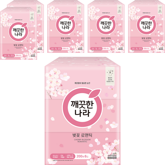 깨끗한나라 벚꽃 로맨틱 미용티슈 2겹, 200매, 36개