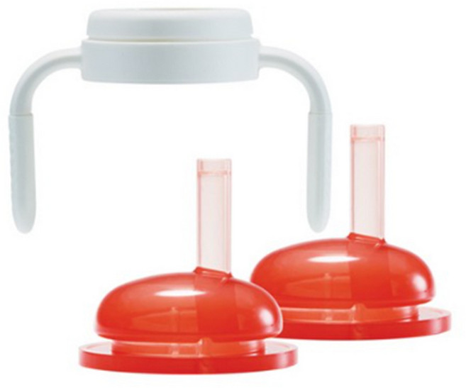 실리만 실리콘 빨대컵 리필 스트로우 핸들 세트, 상하이레드, 1세트