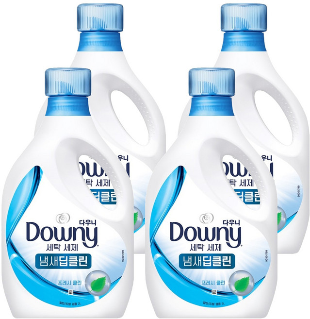 다우니 프리미엄 냄새딥클린 액체형 세탁세제 프레시클린 본품, 2L, 4개