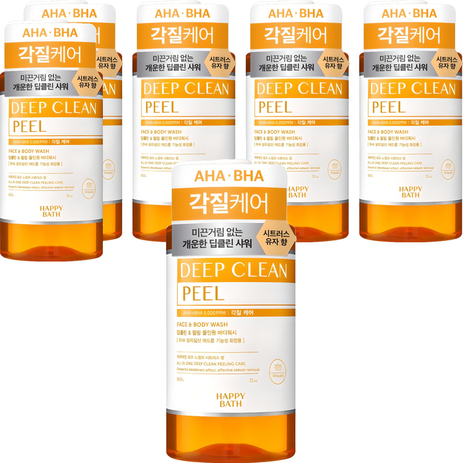 해피바스 딥클린 아하바하 각질케어 올인원 바디워시 시트러스 유자 향, 900g, 6개