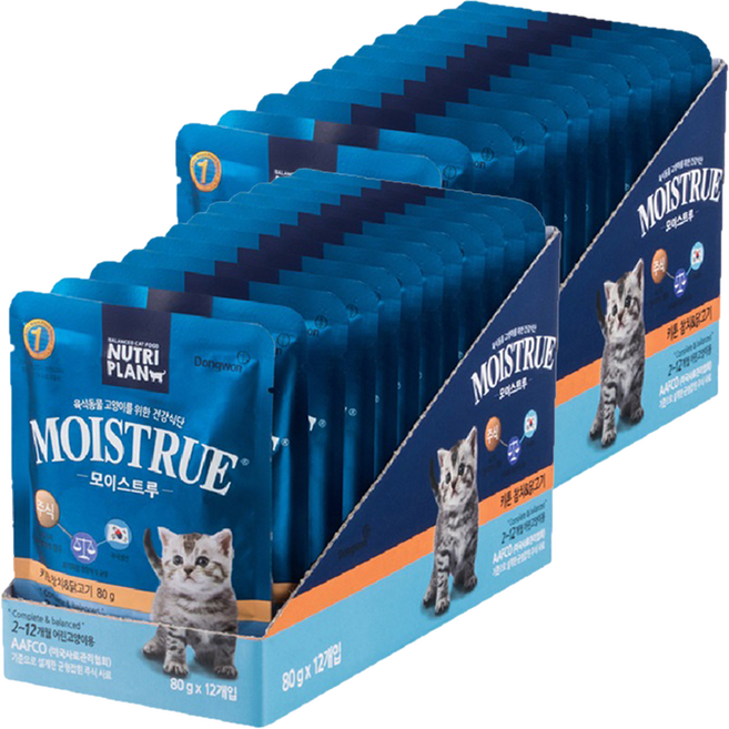 동원뉴트리플랜 고양이 키튼 모이스트루 주식파우치 12p, 생선, 960g, 2개