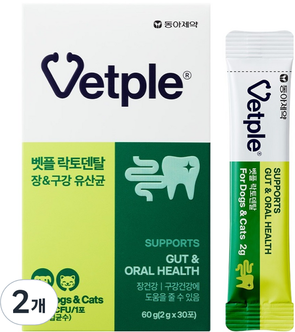 벳플 반려동물 락토덴탈 영양제, 30회분, 장건강/유산균, 2개