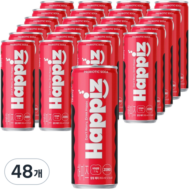 롯데칠성음료 해피즈 팝핑 체리 탄산음료, 48개, 355ml