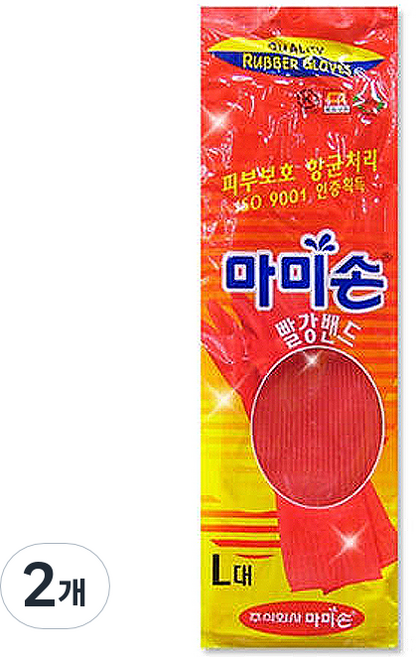 마미손 고무장갑 빨강밴드, 대(L), 2개