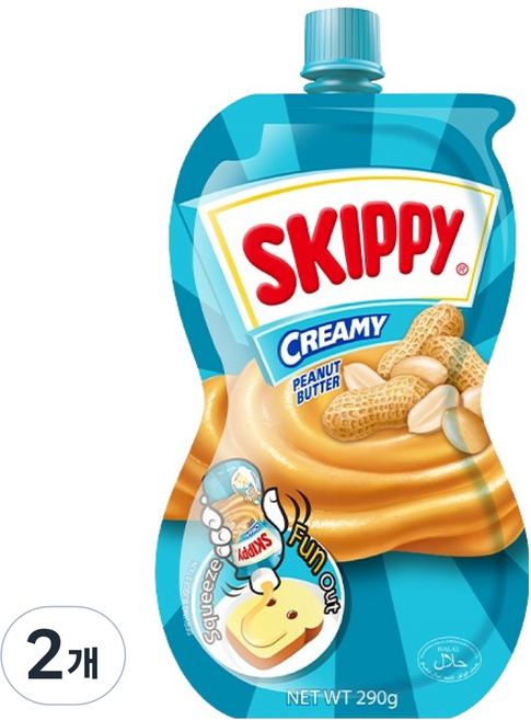 SKIPPY 吉比 可擠式柔滑花生醬, 290g, 2個