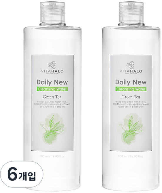 비타할로 데일리 뉴 제주 그린티 클렌징워터, 500ml, 6개