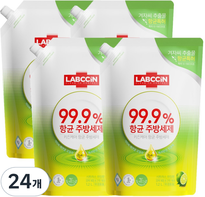 랩신 주방세제 라임향, 1.2L, 24개
