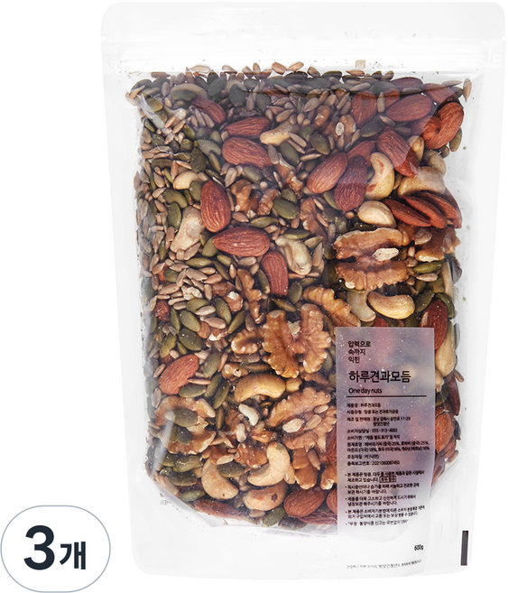 BANGATGANCHEONGNYEON 以壓力蒸後烘烤的每日綜合堅果, 600g, 3個