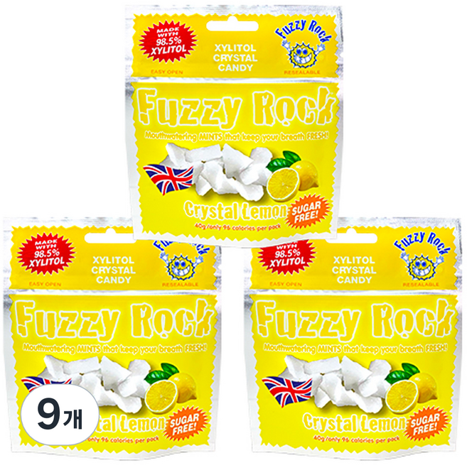 퍼지락 자일리톨 크리스탈 캔디 레몬향, 40g, 9개