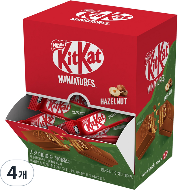 Nestle 雀巢 KitKat 迷你榛果 25入, 267.5g, 4個