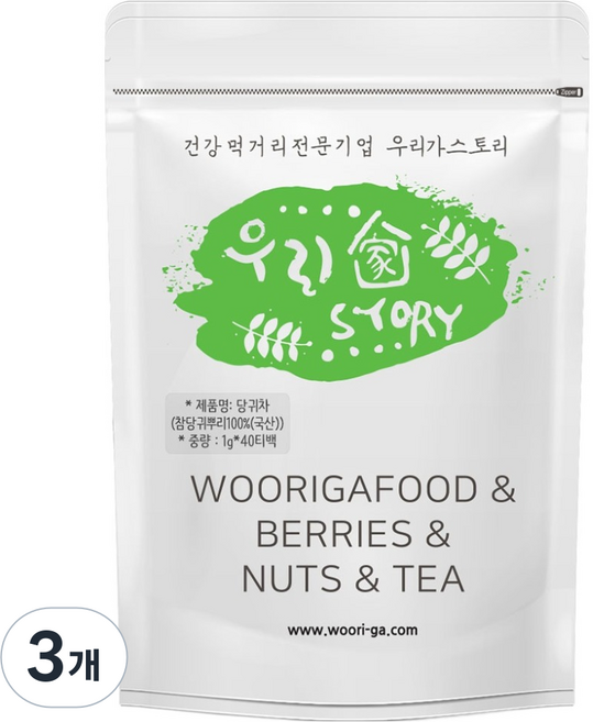 우리가스토리 국산 참당귀 뿌리차 티백, 1g, 3개, 40개입