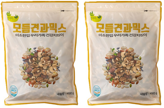 미소한입 모듬견과믹스넛, 1kg, 2개