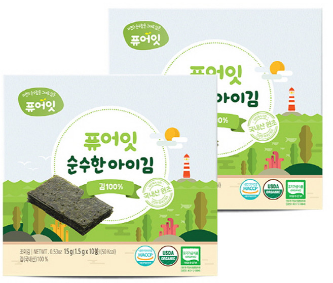퓨어잇 순수한 아이김, 1.5g, 2개, 김100%