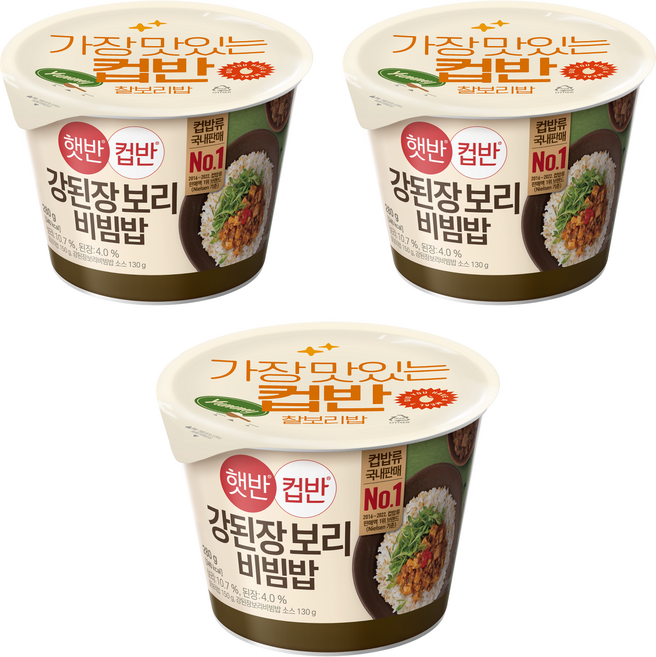 CJ Hetbahn 杯飯 韓式濃鬱大醬大麥拌飯, 280g, 3個