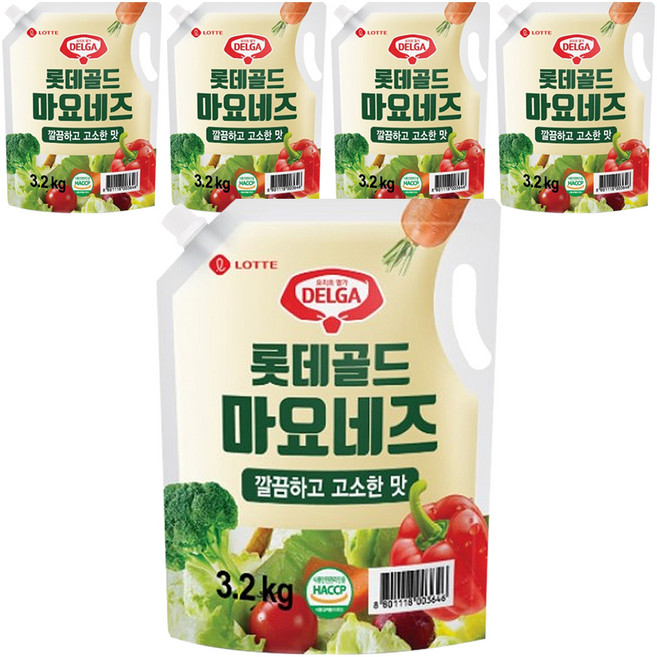 롯데푸드 골드 마요네즈 스파우트 파우치, 3.2kg, 5개