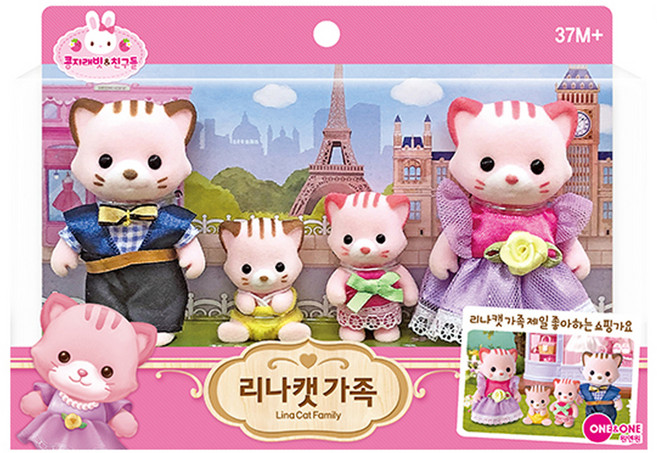 콩지래빗 리나캣 가족 인형놀이, 혼합색상, 1개