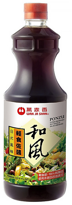 萬家香 和風輕食佐醬 100%天然豆麥醬油 無油零脂肪沙拉醬, 1L, 1瓶