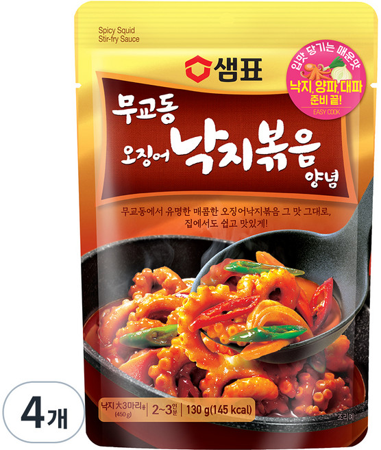 샘표 별미여행 무교동 오징어 낙지볶음 양념, 130g, 4개