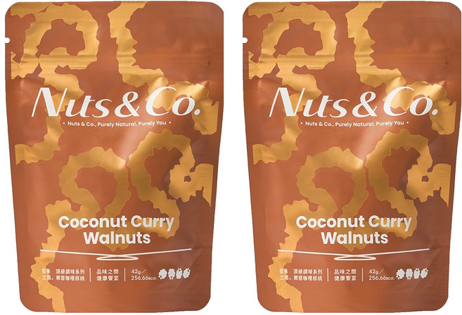 Nuts&Co. 堅果之間 天然輕調味 椰蓉咖哩核桃, 2個, 42g