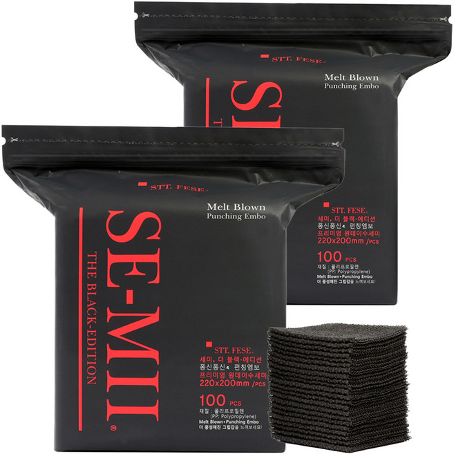 세미 블랙에디션 더도톰 버블 수세미, 딥블랙, 100개입, 2개