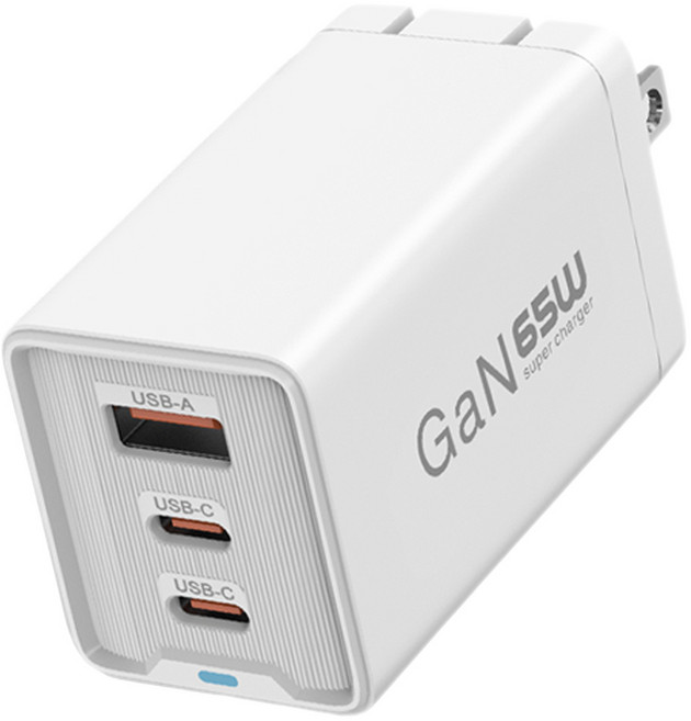 雙PD65W折疊腳GaN氮化鎵充電器, 白色, 1個