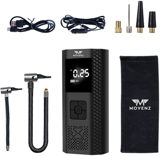 모벤즈 무선 타이어 공기압 주입기 6000mAh + 30cm 연장선 세트, 1세트