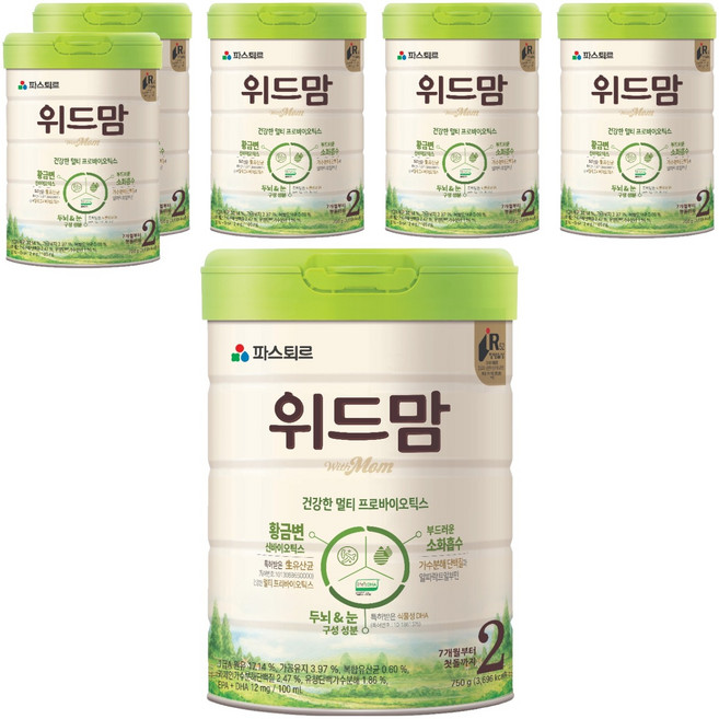 위드맘 무항생제 원유 분유 2단계, 750g, 6개