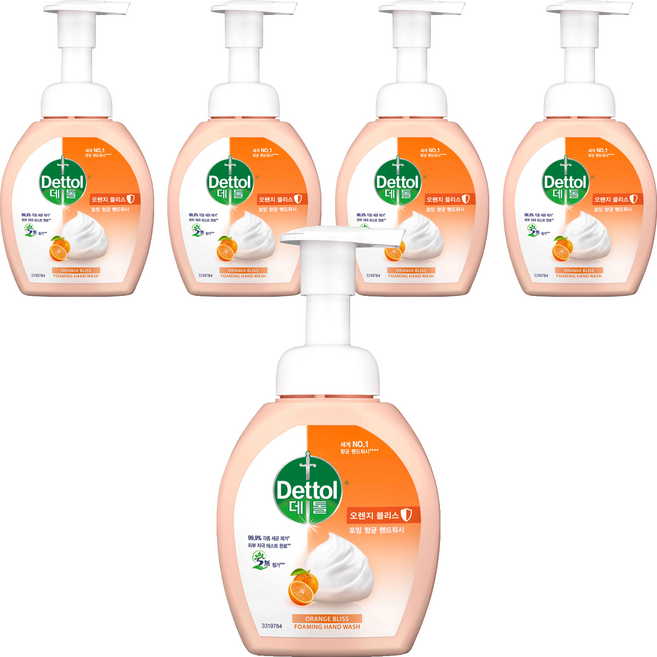 데톨 포밍항균 핸드워시 오렌지블리스, 250ml, 5개