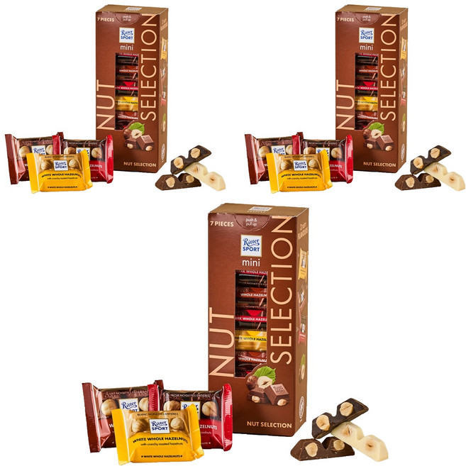 Ritter Sport 迷你堅果精選組合巧克力 7入, 116g, 3盒