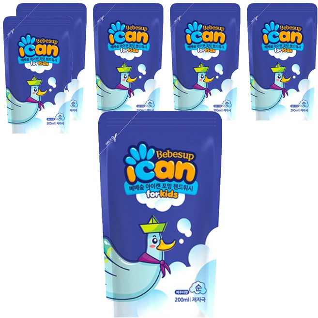 아이캔 베베숲 포밍 핸드워시 리필 파우더향, 6개, 200ml