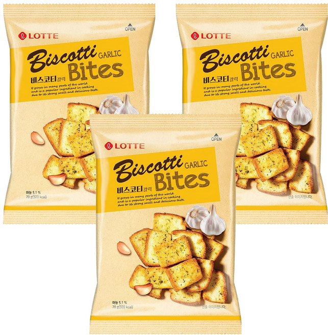 LOTTE 樂天 大蒜麵包餅, 70g, 3包
